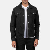Vesus Black Suede Trucker Jacket